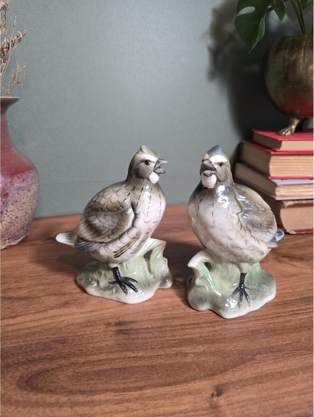 Vintage Ceramic Quail Bird Figurines - Set of 2
